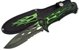 12" Dead Walker Zombie Skull Survival Knife Green Flame Blade For Sale - Frontier Blades