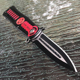 8.5" Fire Man Red Fire Fighter EMS EMT Stiletto Rescue Pocket Knife - Frontier Blades