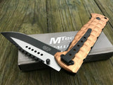 9.25” MTech USA Ballistic Desert Military Tan Sawback Pocket Knife - Frontier Blades