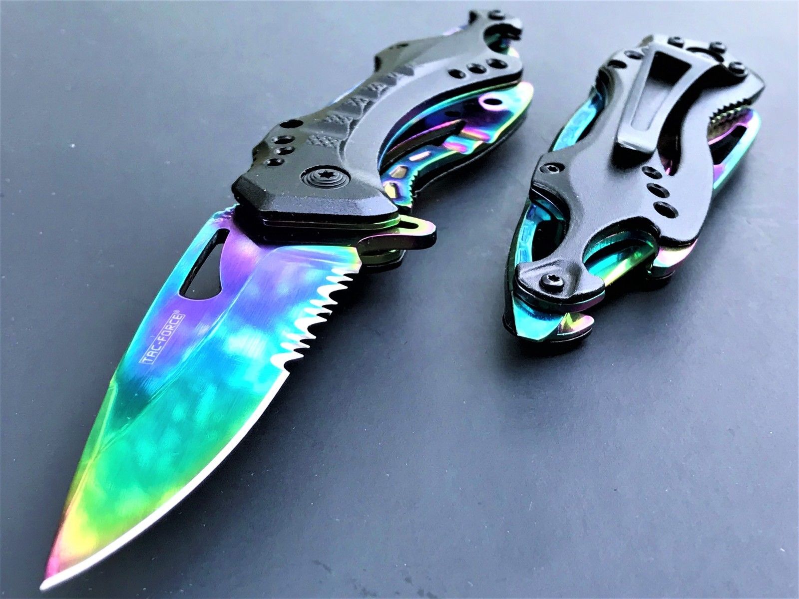 Tac-Force Spring Assisted Rainbow Rescue Folding knife - Smoky Mountain  Knife Works