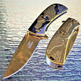 8" Master Collection Ballistic American Bald Eagle Gold Fantasy Pocket Knife - Frontier Blades