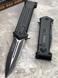 8" Tac Force Black Stiletto Assisted Tactical Folding Pocket Knife - Frontier Blades