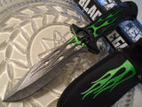 Dead Walker Fantasy Green Flames Skull Fixed Blade Zombie Dagger Knife - Frontier Blades