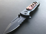 8" WOOD TAC FORCE SPRING ASSISTED TACTICAL FOLDING KNIFE Pocket Blade Open - Frontier Blades