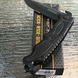 8.5" Tac Force Black Heavy Duty Sawback Rescue Assisted Pocket Knife - Frontier Blades
