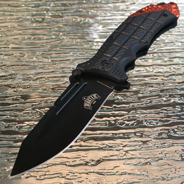 8" Master USA Black & Orange Reverse Tanto Pocket Knife (MU-A040OR)