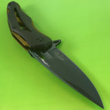 8.0" MASTER USA ASSISTED TACTICAL RESCUE GOLD BLACK FOLDING POCKET KNIFE OPEN - Frontier Blades