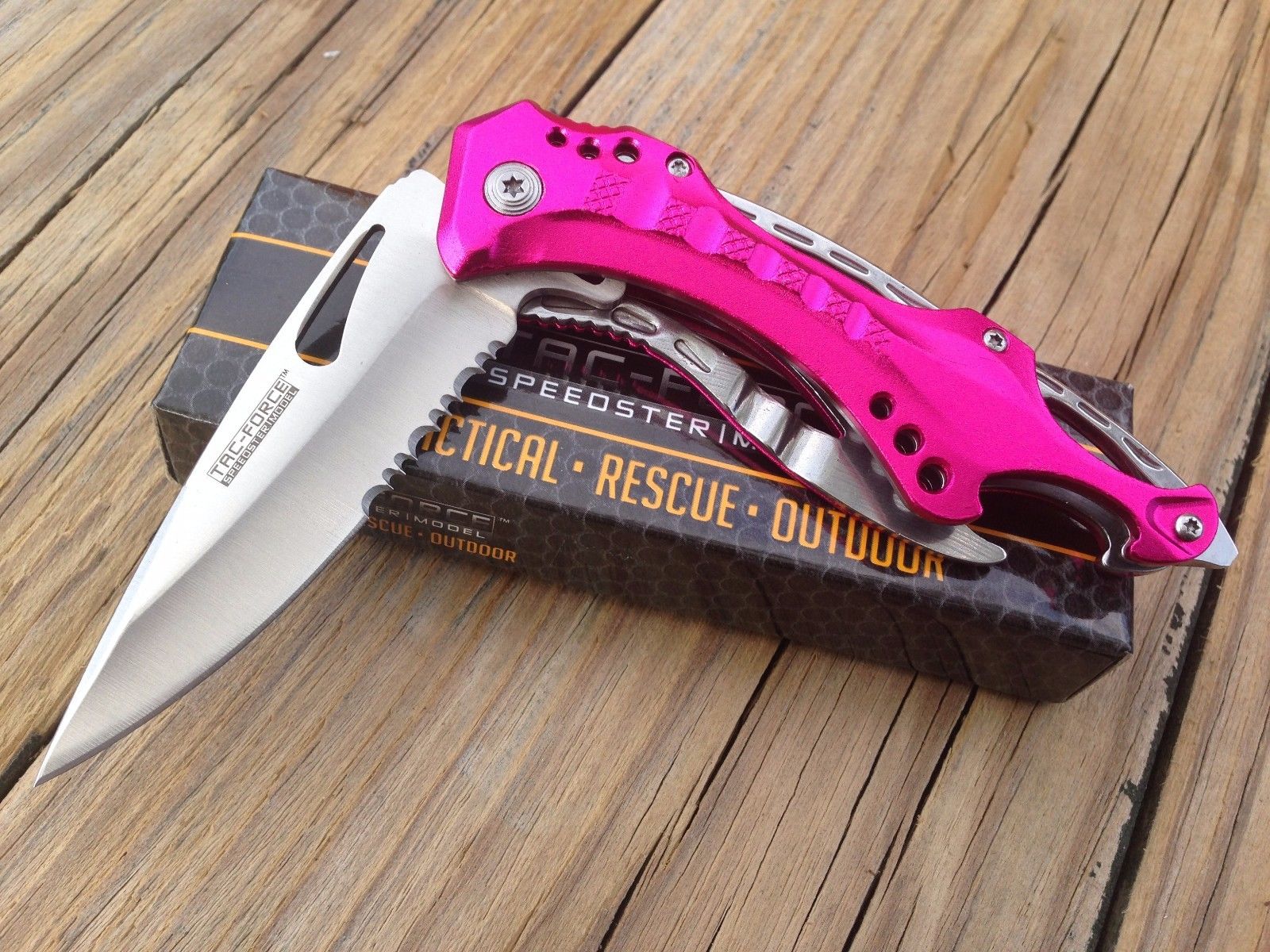 Double Bladed Spring Assisted Pink Bat Pocket Knife