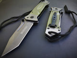 8.5" Military Combat Green Tanto Tactical Folding Rescue Pocket Knife - Frontier Blades