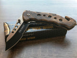 7.75" Tac Force Brown Forest Wood Camo Tactical Rescue Pocket Knife - Frontier Blades