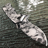 Zombie Skull Gothic White Black Gray Assisted Folding Pocket Knife - Frontier Blades