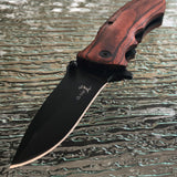 8" Elk Ridge Dark Pakkawood Assisted Open Hunting Pocket Knife - Frontier Blades