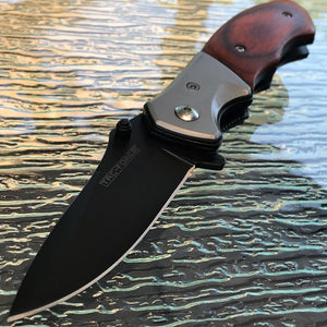 7.5" Tac Force Small Brown Pakkawood Mini Hunting Pocket Knife TF-468 - Frontier Blades