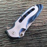 MTech Spring Assisted Tactical Titanium Coated Blue Folding Pocket Knife Open - Frontier Blades