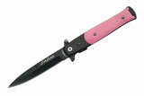 7.25" Tac Force Pink Handle Spring Assisted Tactical Defender Stiletto Knife - Frontier Blades