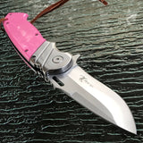 8.25" Elk Ridge Pink Assisted Hunting Pocket Knife w/ Leather Lanyard - Frontier Blades