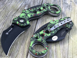 8" Tac Force Spring Assisted Ninja Karambit Green Zombie Knife - Frontier Blades