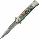 8.5" Tac Force Speedster Model Rainbow Skulls Gravedigger Pocket Knife - Frontier Blades