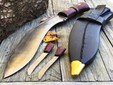 17" Fixed Blade Nepalese Kukri Frontier Blade Knife w/ Throwing Knives - Frontier Blades