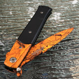 9" Tac Force Jungle Orange Camo Tactical Stiletto G10 Pocket Knife - Frontier Blades