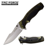 8.5" Tac Force Military Black Green Textured Assisted Tactical Knife - Frontier Blades