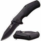 7" Elk Ridge Black Wood Assisted Open Tactical Pocket Knife ER-A013BK - Frontier Blades