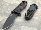 8" Tac Force Black & Red Tactical Folding Pocket Knife - Frontier Blades