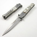 8" Tac Force Pearl Handle Stiletto Spring Assisted Folding Knife - Frontier Blades