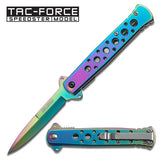 7" Tac Force Speedster Model Rainbow Stiletto Pocket Knife (TF-698RB) - Frontier Blades