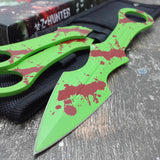 9" Mtech Tactical Z-Hunter Zombie Green 3 Piece Throwing Knives Sale - Frontier Blades