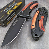 8” Tac Force Spring Assisted Tactical Pakkawood Handle Pocket Knife - Frontier Blades