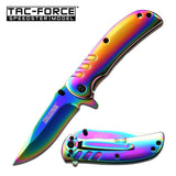 6.25" Tac Force Titanium Rainbow Mini EDC Small Pocket Knife - Frontier Blades