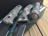 Rite Edge Military Combat Digital Green Camo Survival 3 PCS Knife Set - Frontier Blades