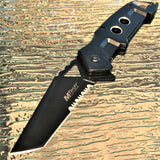 8.5" MTech USA Black Spring Assisted Tanto Blade Pocket Knife - Frontier Blades