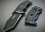 8.5" Tac Force Tactical Tanto Sawback Black Pocket Knife - Frontier Blades