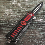 8.5" Fire Man Red Fire Fighter EMS EMT Stiletto Rescue Pocket Knife - Frontier Blades