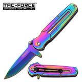 7" Tac Force Rainbow Titanium Spring Assisted Pocket Knife TF-843 - Frontier Blades