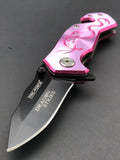 8.5” Dragon Strike Spring Assisted Tactical Pink Dragon Pocket Knife - Frontier Blades