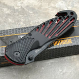 8" Tac Force Black & Red Tactical Folding Pocket Knife - Frontier Blades