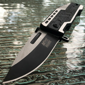 7.75" Mtech USA Midnight Black Two Tone Blade Fantasy Pocket Folding Knife Open - Frontier Blades