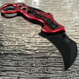 7.75" Tac Force Tactical Red Black Karambit Assisted Pocket Knife - Frontier Blades