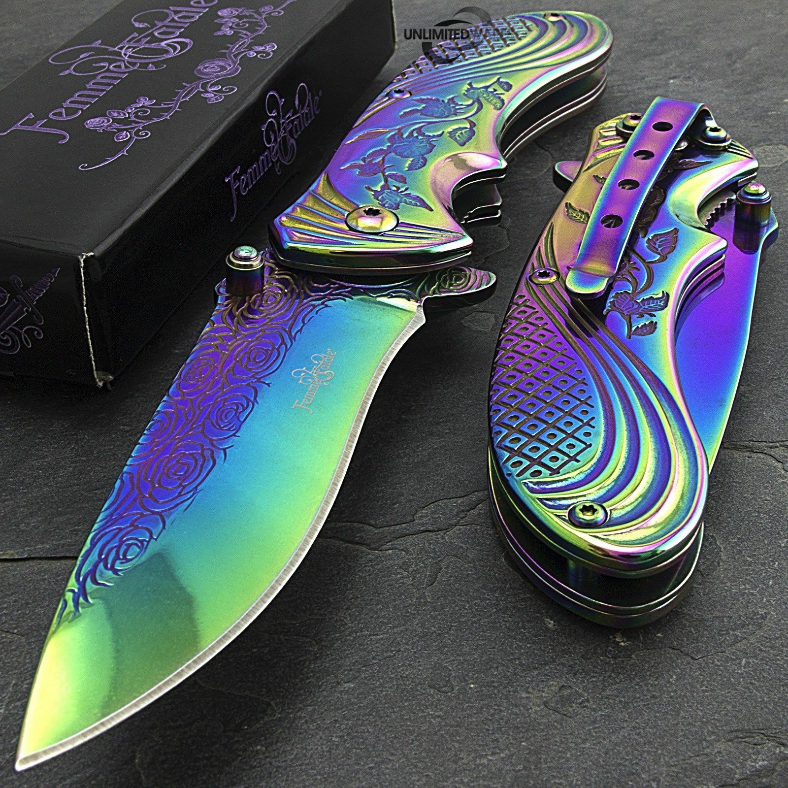 Flower Design Folding Knife