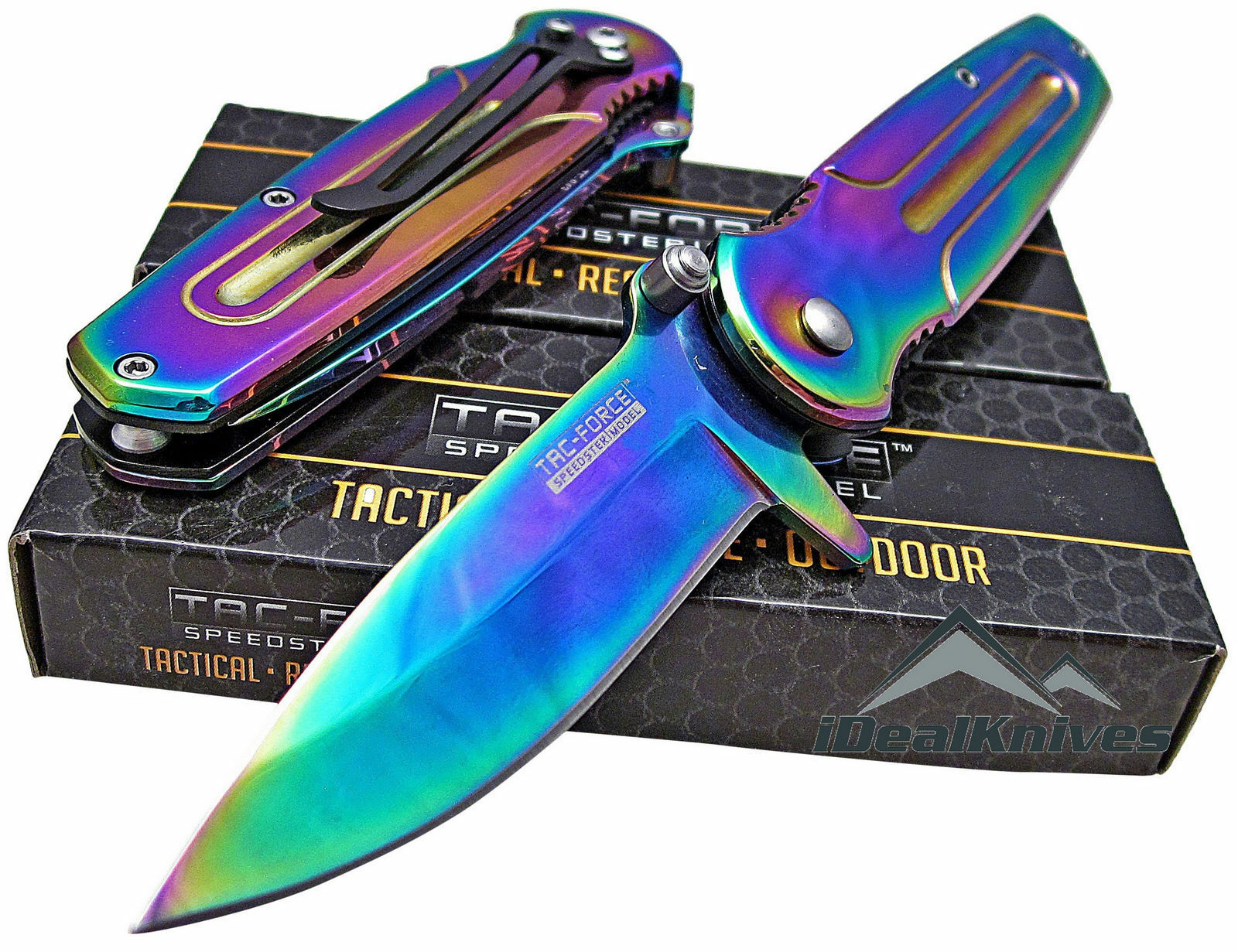 Tac-Force Iridescent Titanium Spring Assisted Pocket Knife Multicolor  Coating