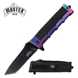 8.5" Master USA Tactical Rainbow Tanto Blade Assisted Pocket Knife - Frontier Blades
