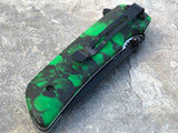 Two 8" Master USA Assisted Open Green Skull EDC Pocket Knife MU-A005GN - Frontier Blades