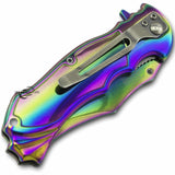 8" MC Masters Collection Ballistic Dragon Flame Rainbow Pocket Knife - Frontier Blades