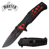 8.35" MASTER SPRING ASSISTED TACTICAL PURPLE HANDLE FOLDING Pocket KNIFE OPEN - Frontier Blades