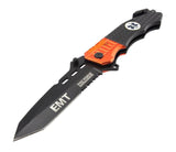 8.5" Tac Force Emergency EMT Rescue Orange Pocket Knife (TF-740EM) - Frontier Blades