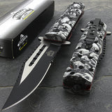 2 x Master USA Gray Skulls Assisted Folding Pocket Knife (MU-A007GY) - Frontier Blades