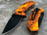 8" Tac Force Orange Forest Camo Nylon Fiber EDC Pocket Knife - Frontier Blades